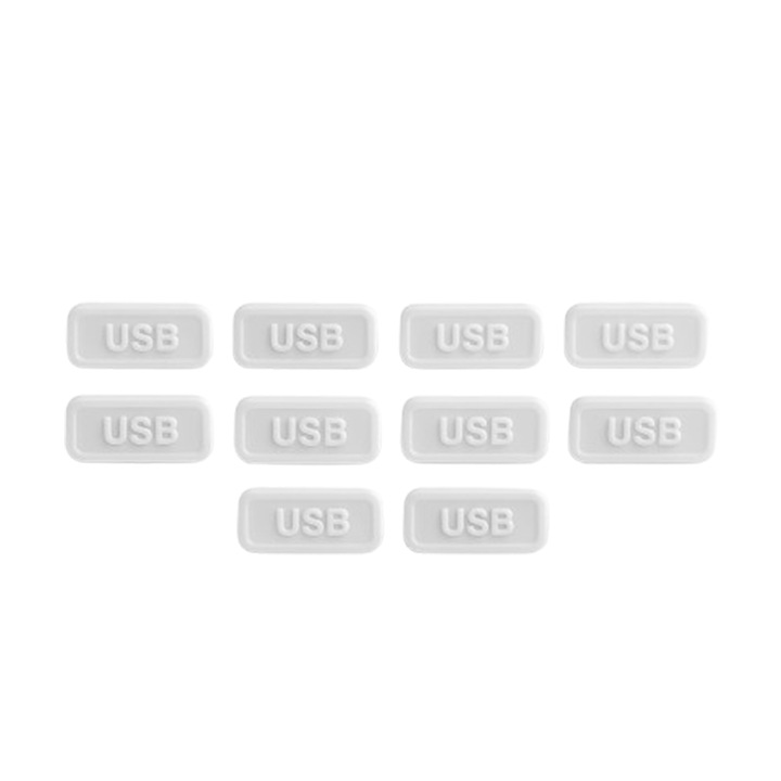 Тапа против прах USB, Защита за порт за зареждане, Против прах, Против влага, Предотвратява повреда, Съвместима с повечето телефони, Бърз монтаж, Дискретен дизайн, Издръжлива и многократна употреба, 10 броя, Бяла
