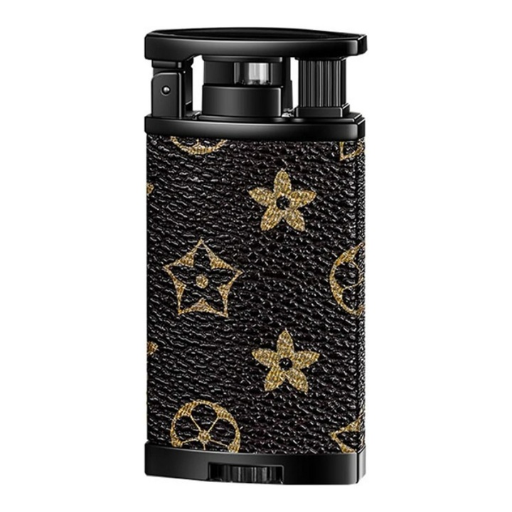 Bricheta cu gaz, rezistenta la vant, flacara dubla verde, culoare negru/frunza