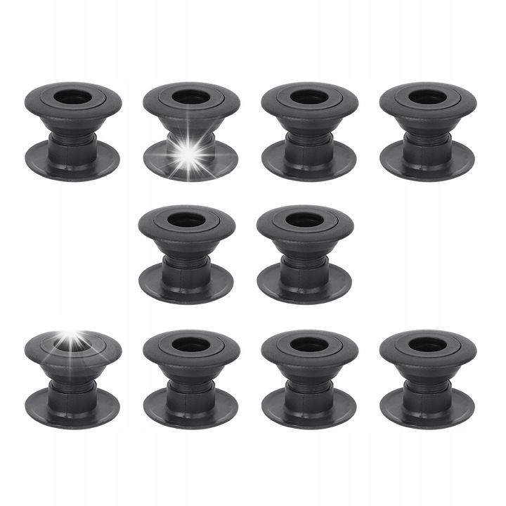 Set 10x rulmenti pentru mese de fotbal, plastic ecologic, negru, diametru 48mm, inaltime ajustabila 23-34mm