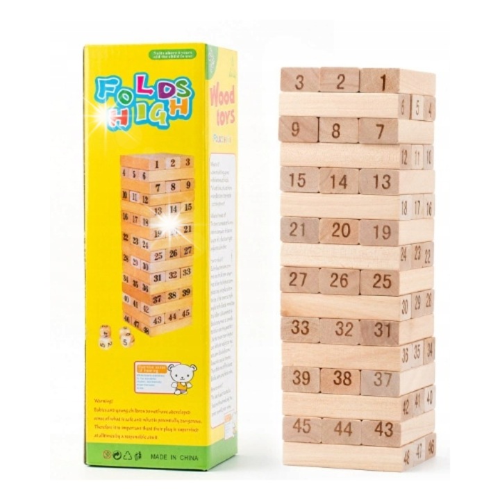 Joc educativ din lemn pentru copii, dezvoltare cognitiva, set de stivuire