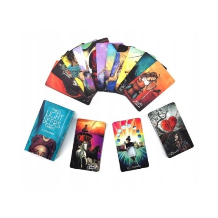 Set de carti tarot The Light Seer's Tarot, 78 carti, 11x6.1cm, ilustratii unice