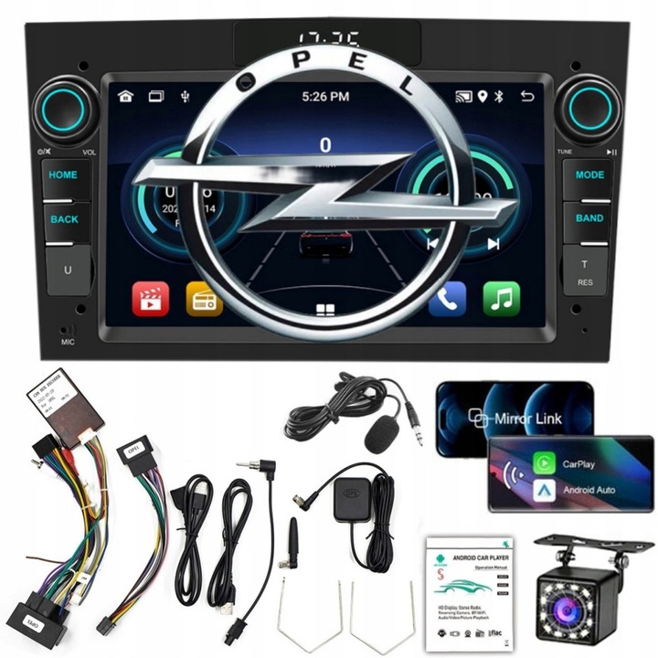 Radio GPS Android 7" cu Carplay, Bluetooth, camera de marsarier, 2GB RAM, 32GB ROM, pentru OPEL Zafira B, Vectra C, Antara, Corsa D, Vivaro, Agila