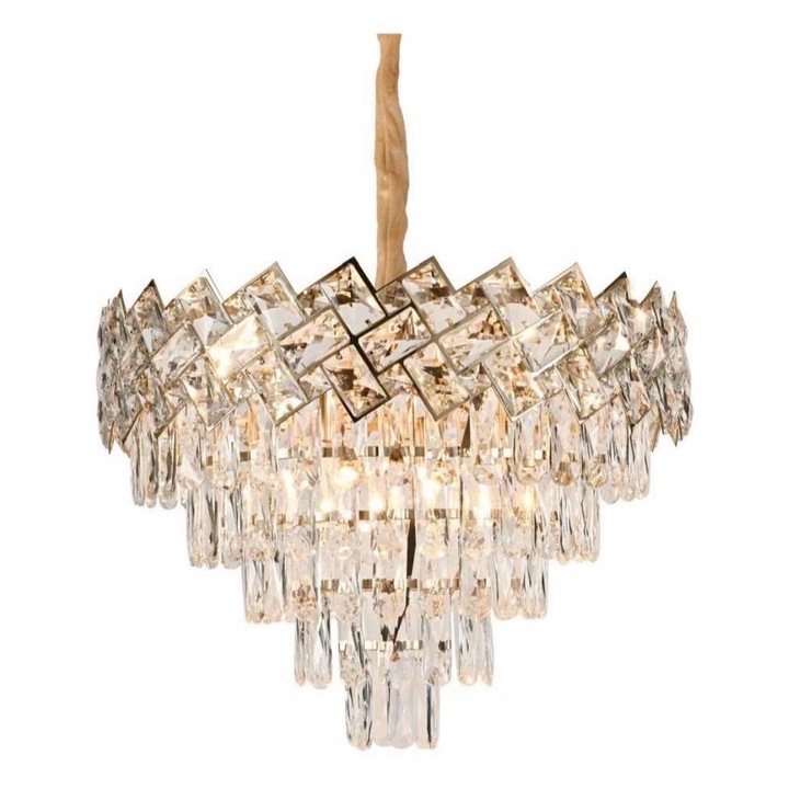 Lustra cristal, 50cm, 7x E27, design in trepte, elegant