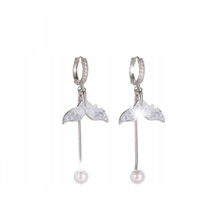 Cercei cu perle, 5cm, bijuterii din inox medical