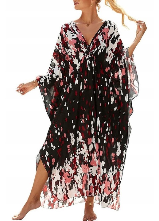 Rochie de plaja Bsubseach, plus size, multicolor, 55,5" lungime, 64,5" bust