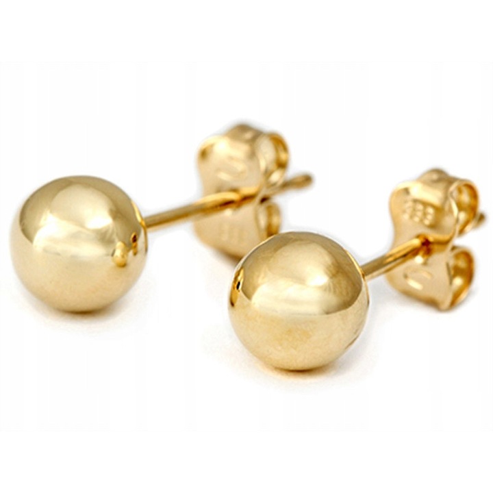 Cercei din aur 585, Lovrin, bile de 5mm, aur galben, 0,74g