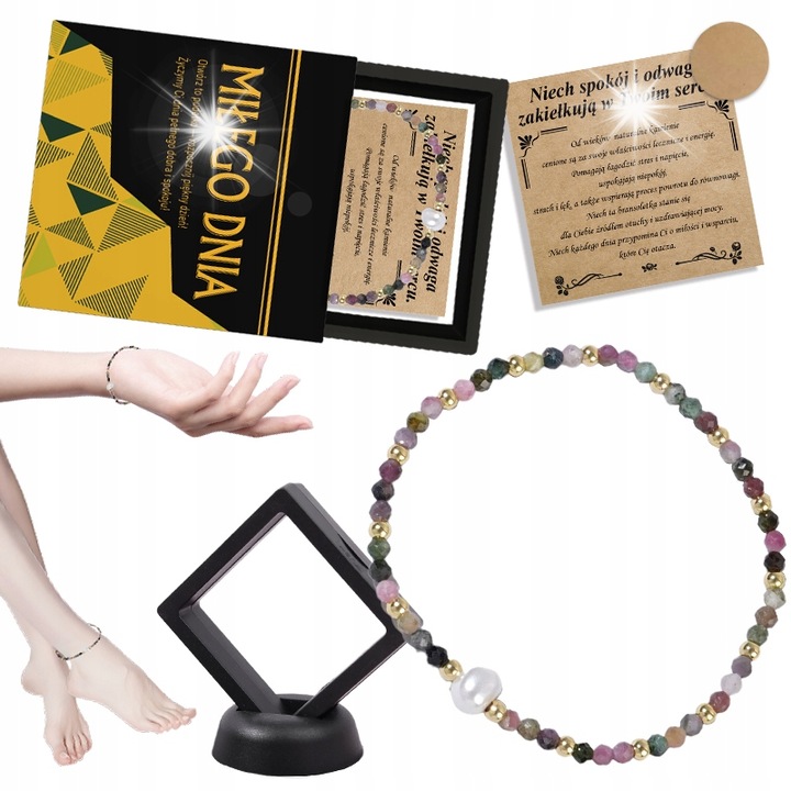 Bratara dama, pietre naturale, turmalin