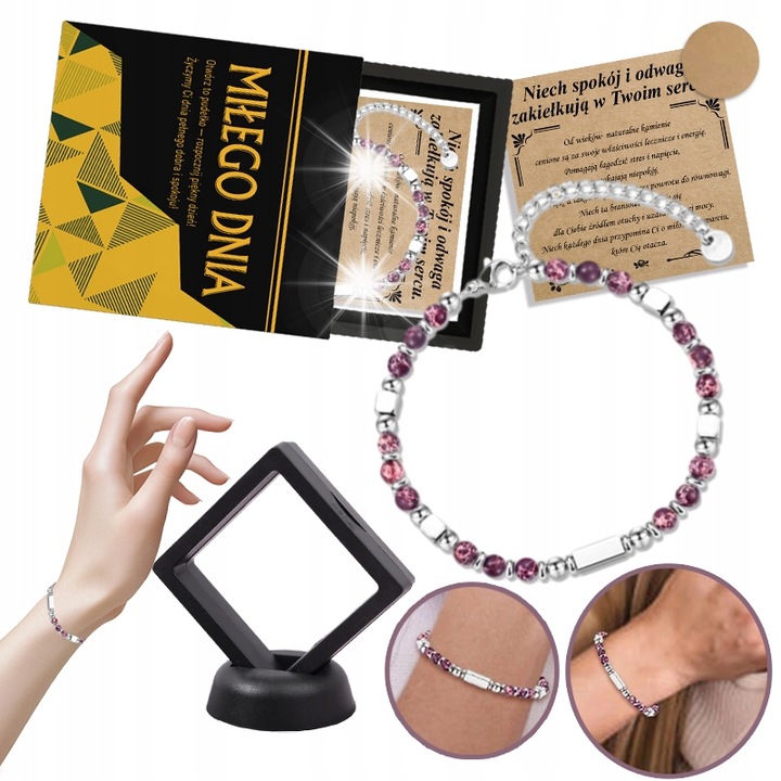 Bratara dama Jaspis Cesar, violet, 18-23cm, set cu cutie cadou