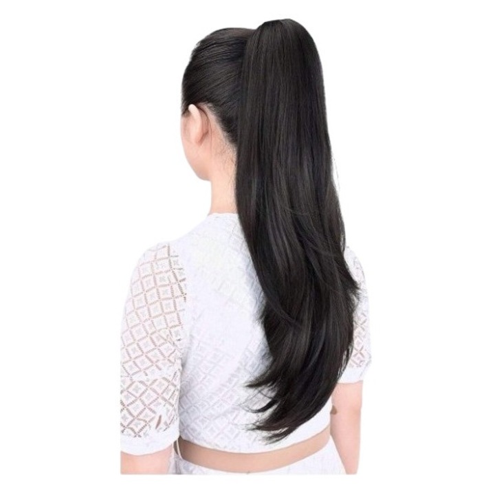 Extensie de par model coada de cal, prindere cleste, lungime 60 cm, culoarea negru