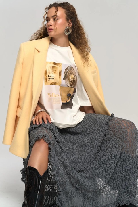 Fusta asimetrica, HiCCUP, dantela, gri carbune