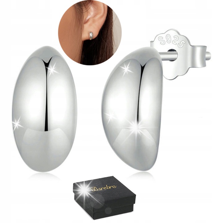 Cercei din argint 925, Bsrebra, design minimalist, 10x5mm