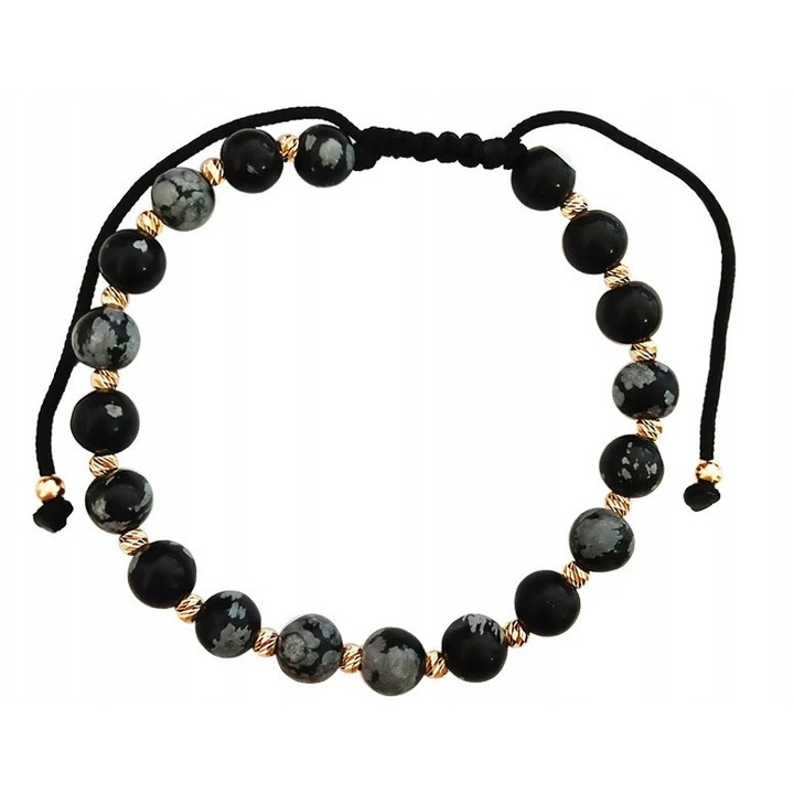 Bratara cu margele aurii si negre, 19cm, marca Lovrin