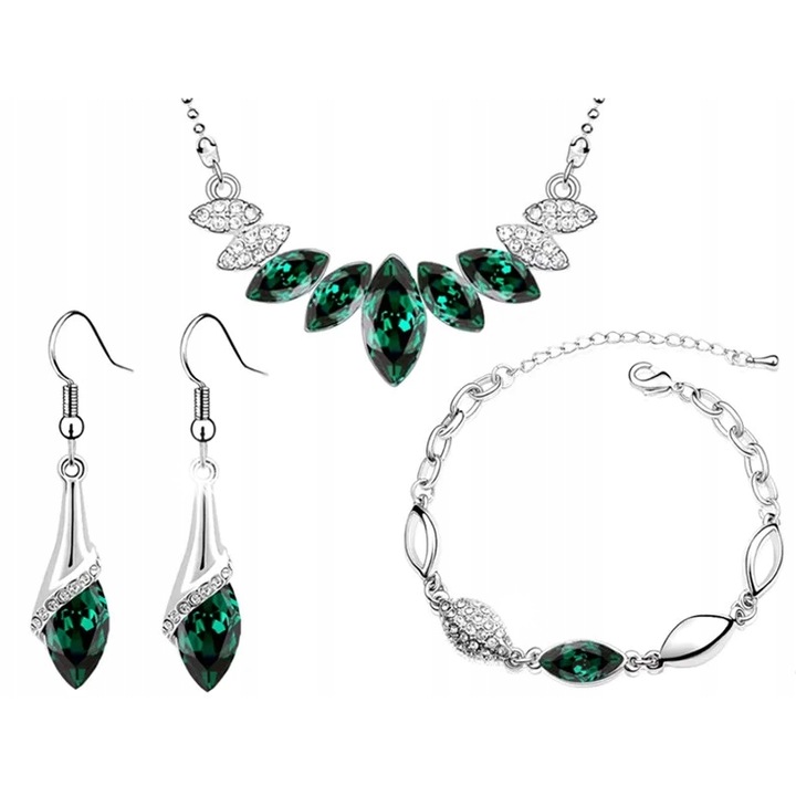 Set bijuterii, Lovrin, 51cm lungime colier, 18cm bratara, 4cm cercei