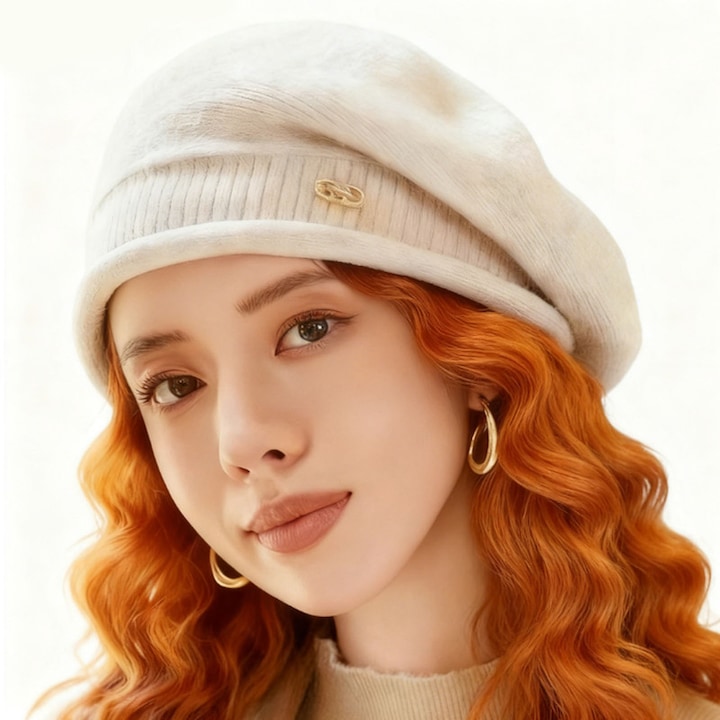 Зимна шапка Unloshe, плетена, мека, бежова, размер 54-60 см