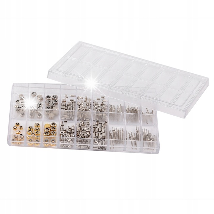 Set accesorii pentru ceasuri, metal, dimensiuni variate, cutie organizator