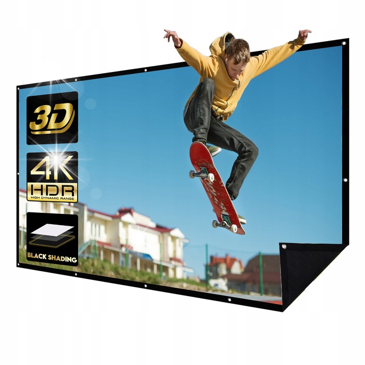 Прожекционен екран 180'', 398x224cm, 16:9, с чанта за носене, стойка за стена