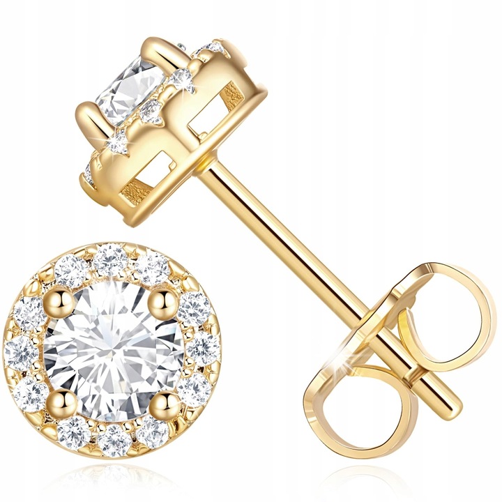 Cercei din aur 14k cu cristale, set bijuterii dama