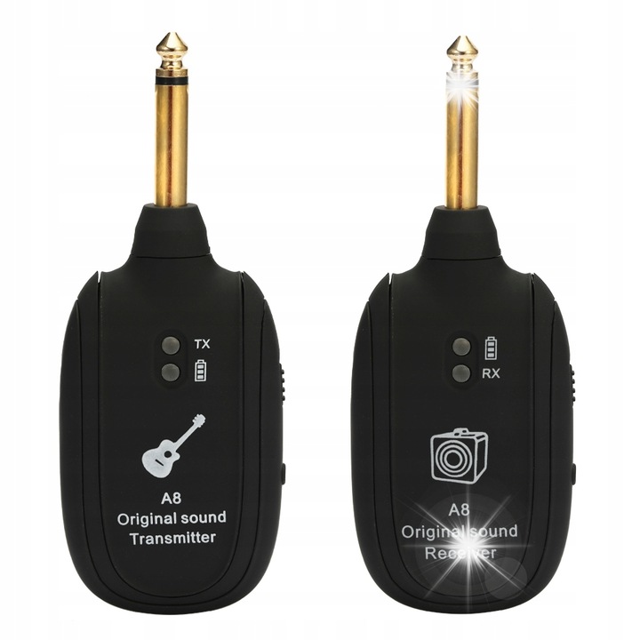 Set transmisie wireless pentru instrumente muzicale, UHF 730 MHz, 50m, negru, 110x45x15mm
