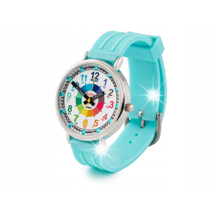 Ceas copii Kiddus, digital, cu iluminare, curea din silicon, 41x45x12mm, 25,5cm