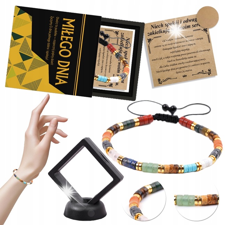 Bratara dama, cu snur si piatra naturala, cutie cadou