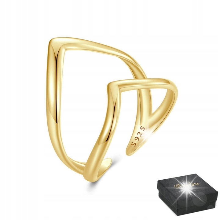 Inel argint 925 placat cu aur, reglabil, 2.5mm-15mm, Bsrebra