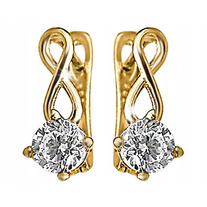 Cercei din aur 585 cu semn de infinit si zirconia alba, 5x13mm, set