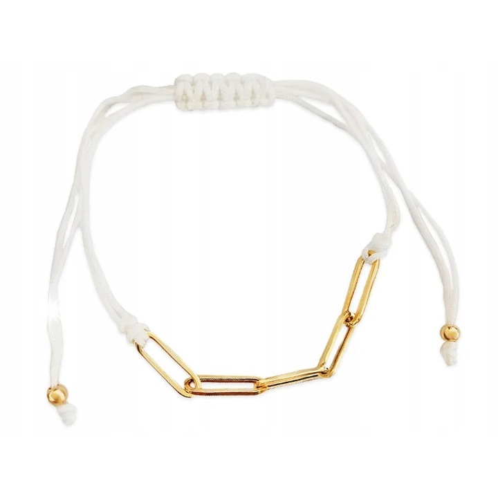 Bratara din aur 585, snur alb, ajustabila, Lovrin