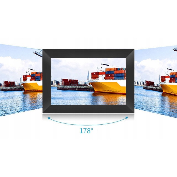 Цифрова фоторамка 10.1", 32GB, IPS екран 1280x800, дървен дизайн, монтиране на стена