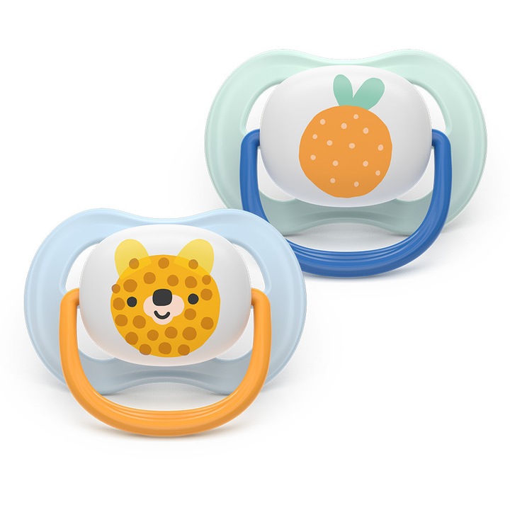 Залъгалки Ultra Air Happy Philips AVENT Plant Based 0-6м с декорация плод/мече 2бр/оп