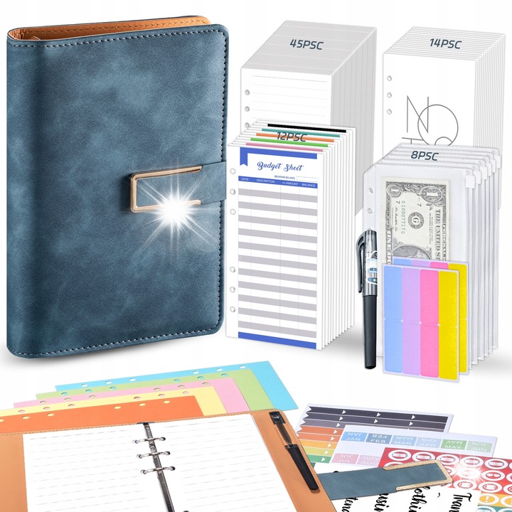 Set Planer Bugetar A6 cu Accesorii, 19x13x3cm, Multicolor