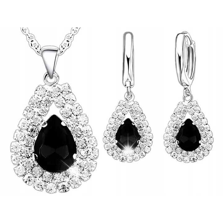 Set bijuterii, Lovrin, colier si cercei, 46cm, 4x2cm