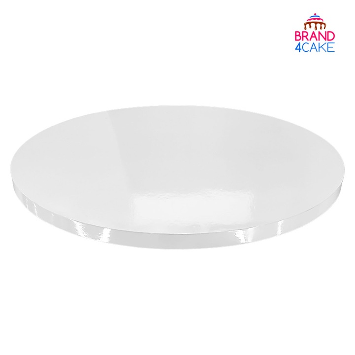 Поднос за торта, Brand4Cake, 25 см, лъскаво бял, дебелина 1.2 см, издържа торти до 10 кг