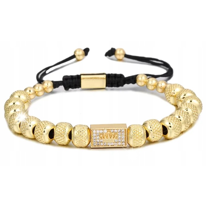 Bratara aurie cu snur negru, dimensiune 19cm, auriu