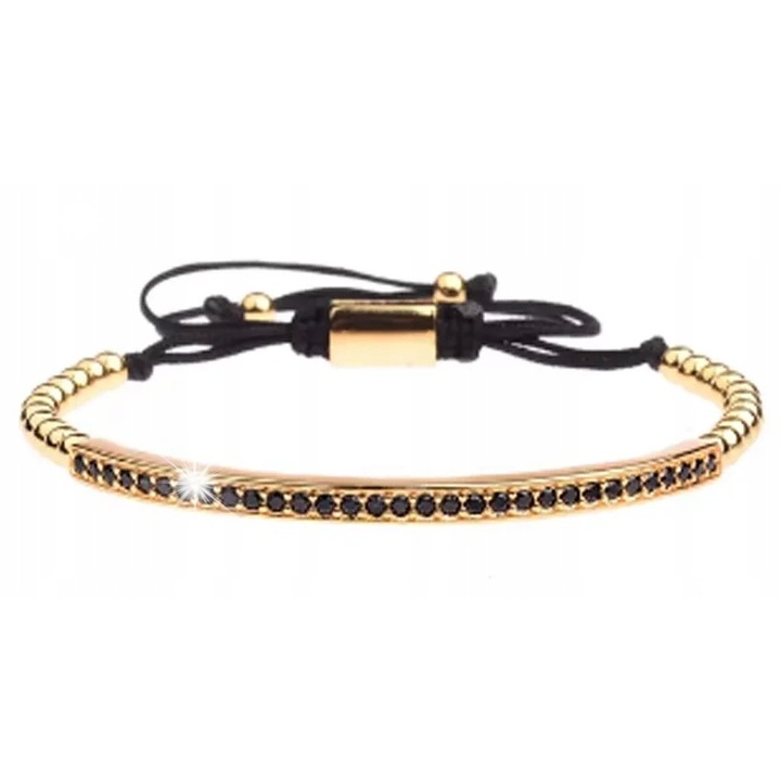 Bratara eleganta Lovrin, cu placuta si cristale albe, aurie, 19cm