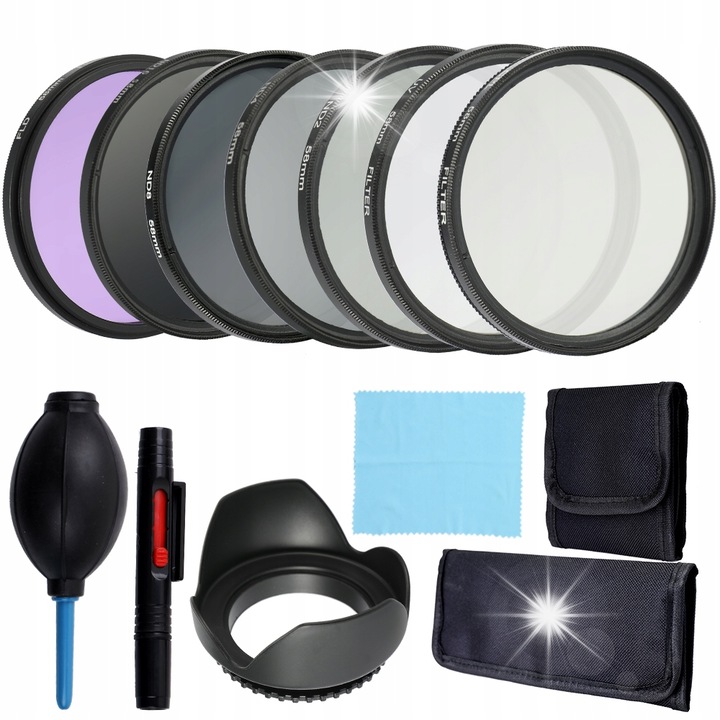 Set filtre UV+CPL+FLD+ND2+ND4+ND8 58mm, K&F Concept, curatare, prietenos cu mediul