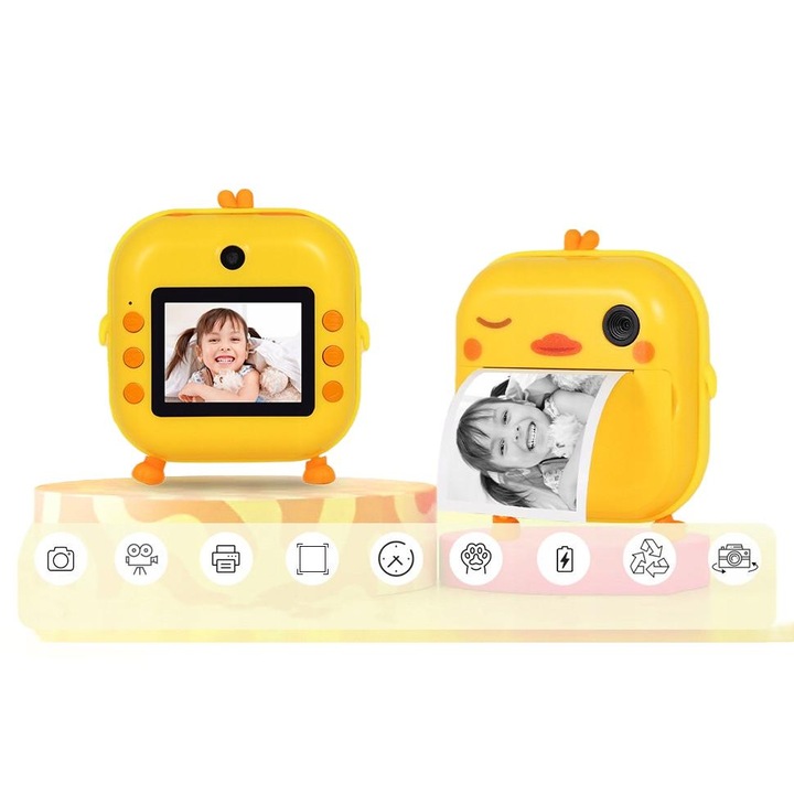 Мини термопринтер, фотоапарат, 48MP, 10 ролки, 11x11x4.5см, пълен комплект