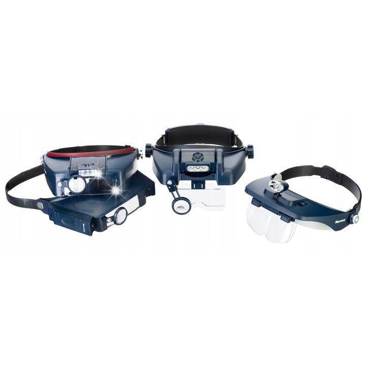 Lupa naglowna cu iluminare LED, 4 soczewki interschimbabile, 100x45mm, 1,2/1,8/2,5/3,5x, set