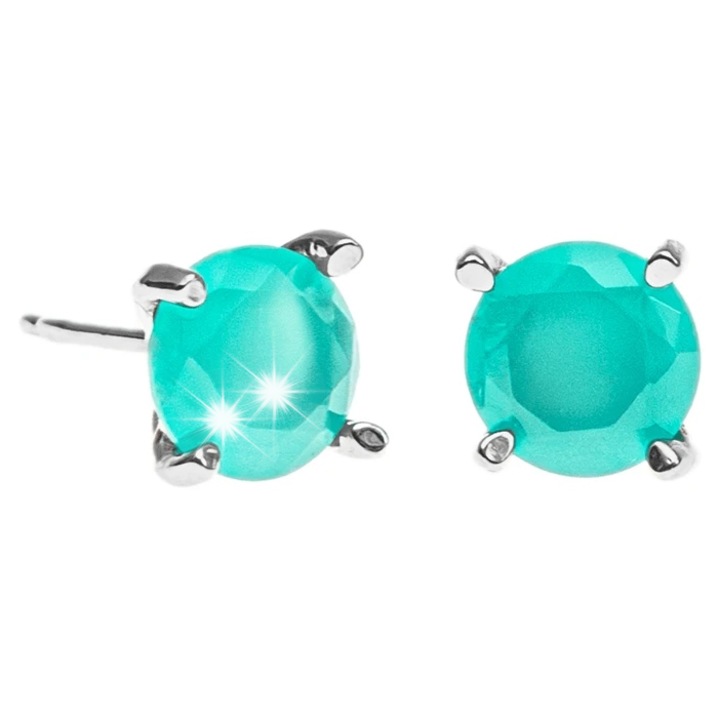 Cercei argint 925, Lovrin, cu zirconii turcoaz, 0,9cm x 0,9cm