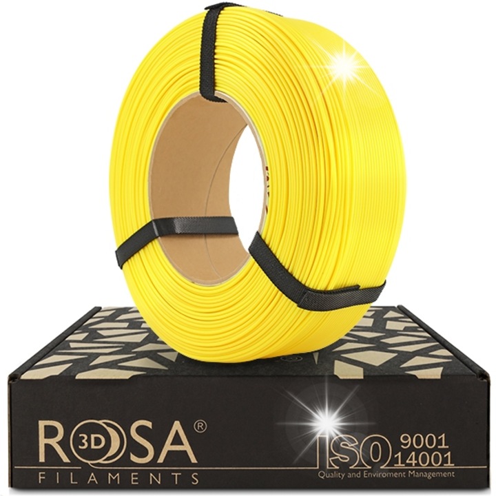 Filament 3D ReFill PLA Starter 1,75mm Galben 1kg, pentru litofane, 3D, biodegradabil