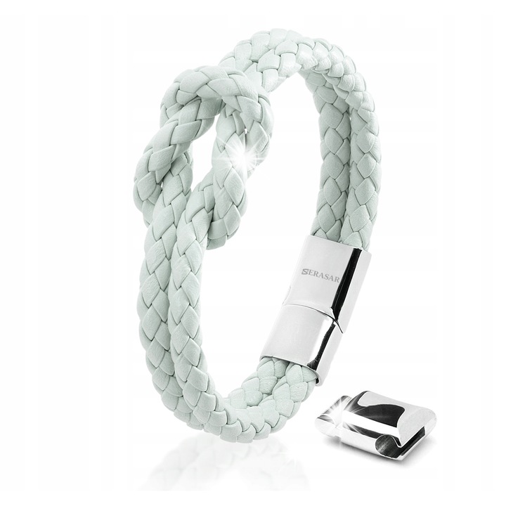 Bratara din piele SERASAR, albastra, 16cm