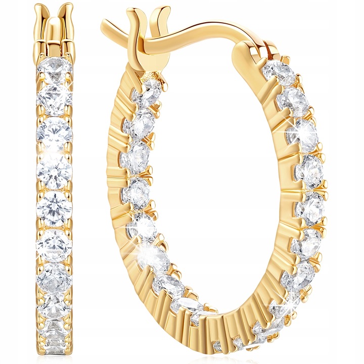 Cercei dina aur 585 cu zirconii, pentru femei