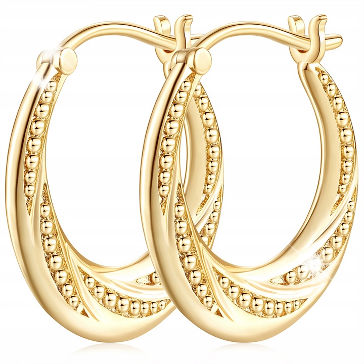 Cercei aurii 585 14k, 22mm, design unic, bijuterii dama