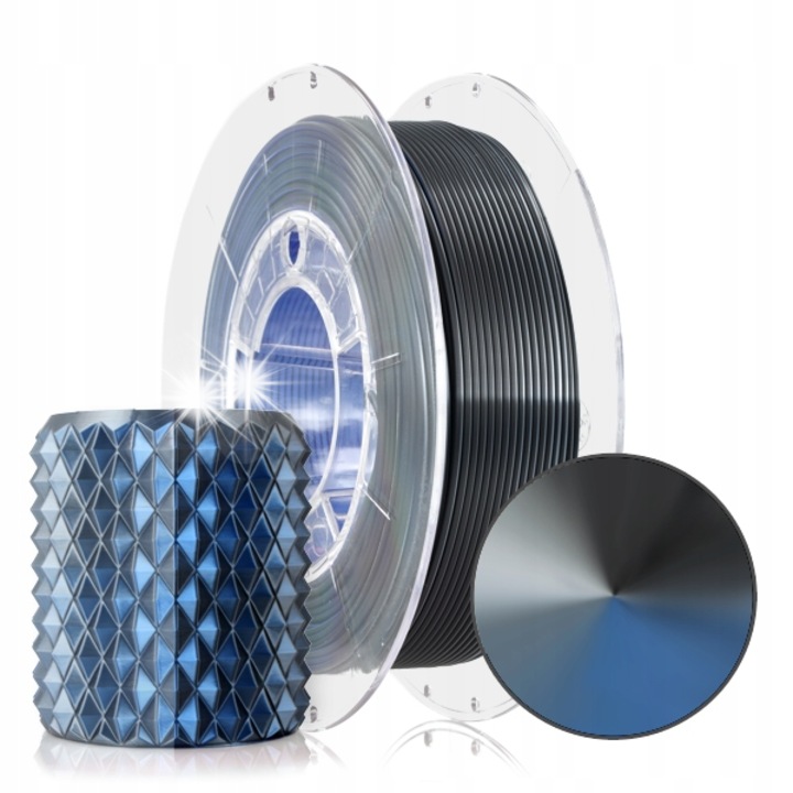 Filament 3D PLA Magic Silk Storm Shadow 300g, tricolor (niebieski + grafit + stalowy), 1,75mm