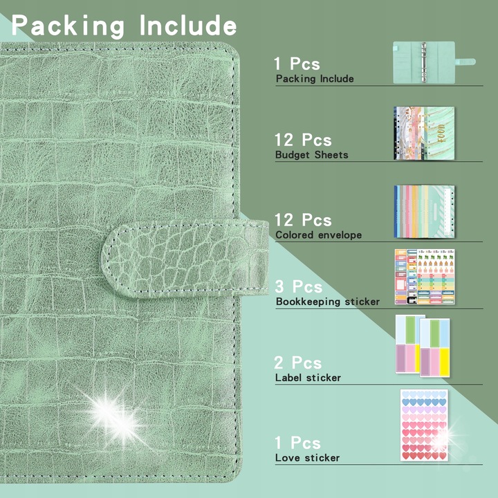 Planer bugetar A6, organizator financiar, set complet cu accesorii, 19x13x3cm, multicolor