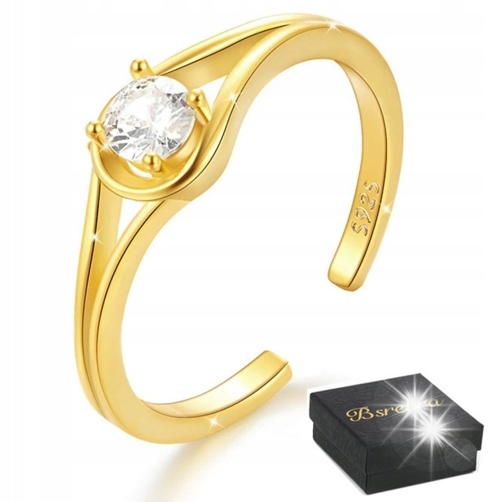 Inel din argint 925, reglabil 11-19, acoperit cu aur 24K, Bsrebra