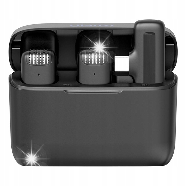 Set de doua microfoane wireless Ulanzi J12, 20m, reducere zgomot, USB-C, gri