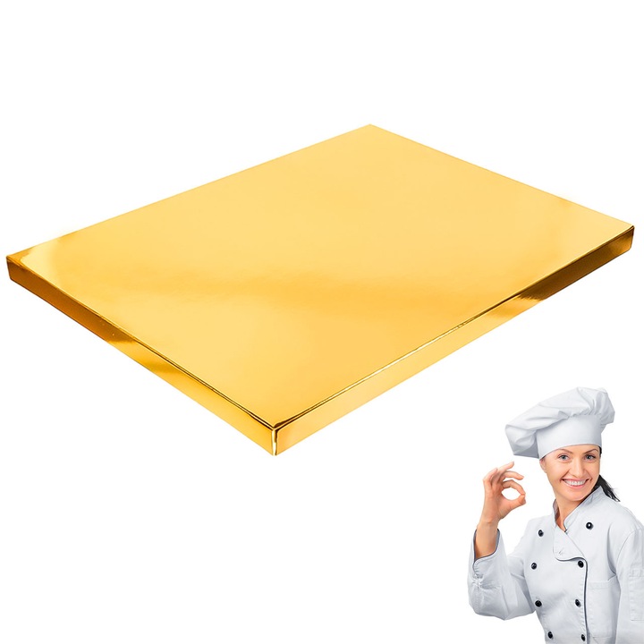 Правоъгълна златна тава за торта, Brand4Cake, 30x40 см, дебелина 2 см