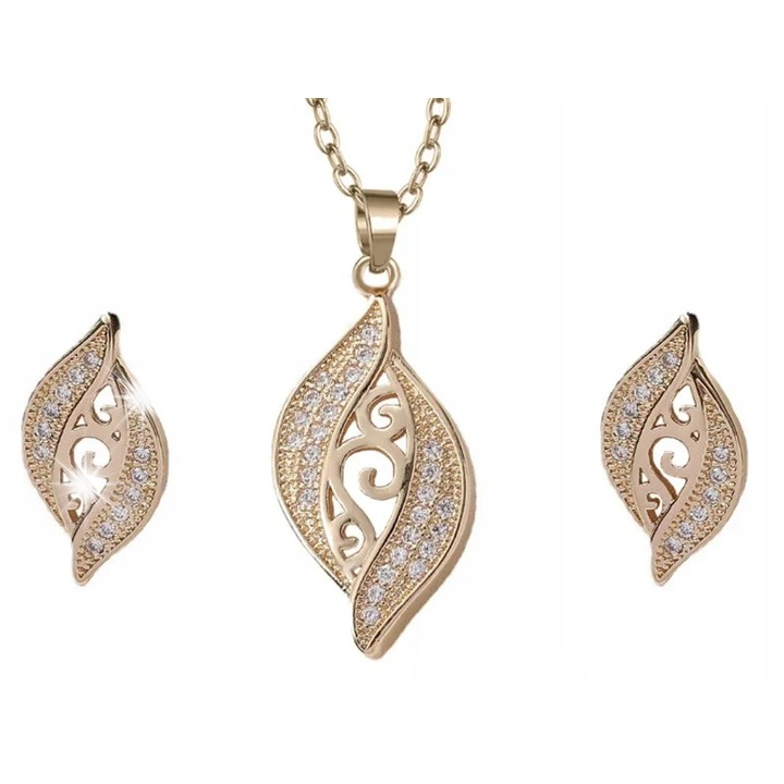 Set bijuterii, Lovrin, auriu, lungime 40cm + 6cm