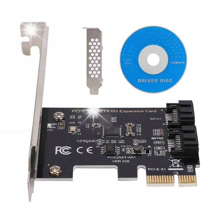 Adaptor de extensie PCI-E pentru SATA 3.0, 2 porturi, 6 Gb/s, compatibila cu Windows