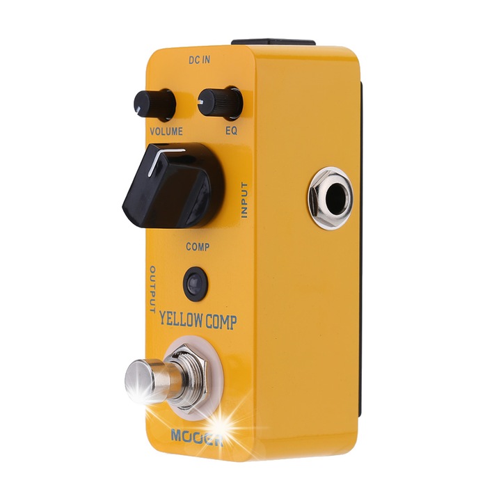 Pedala de efect compresor optic Mooer Yellow Comp Micro Mini, galben, 9x3,5x3,2cm